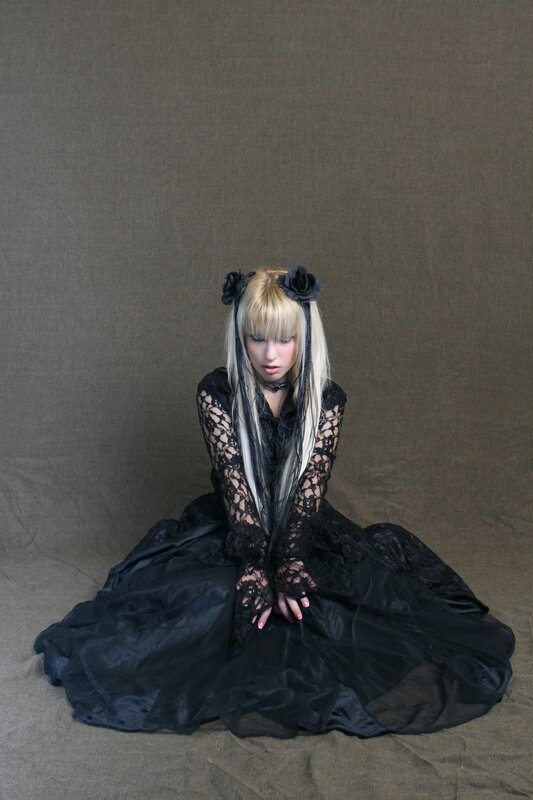 woman in black gothic dress