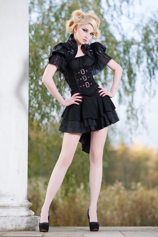 woman in black gothic outfit