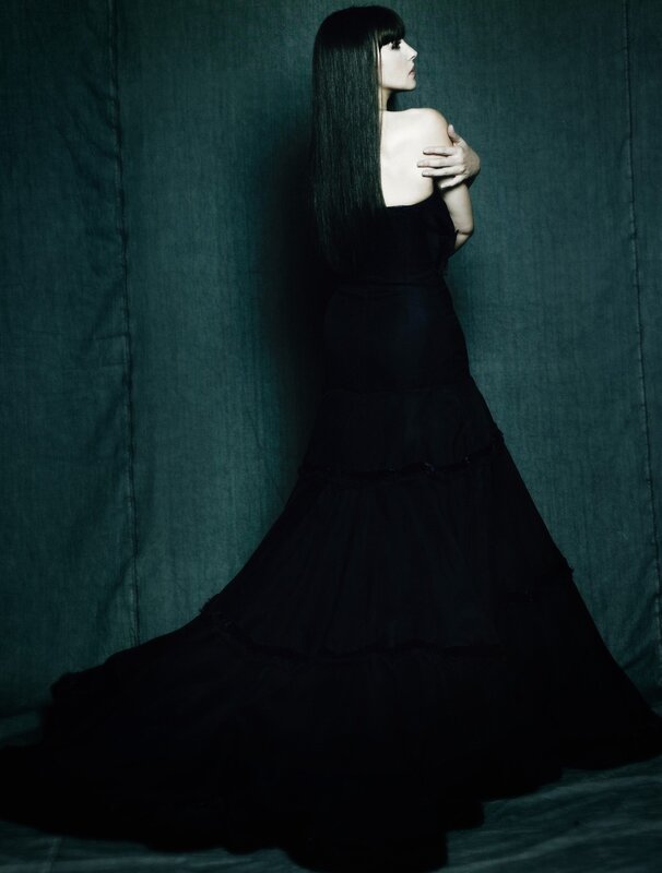 woman in black gown