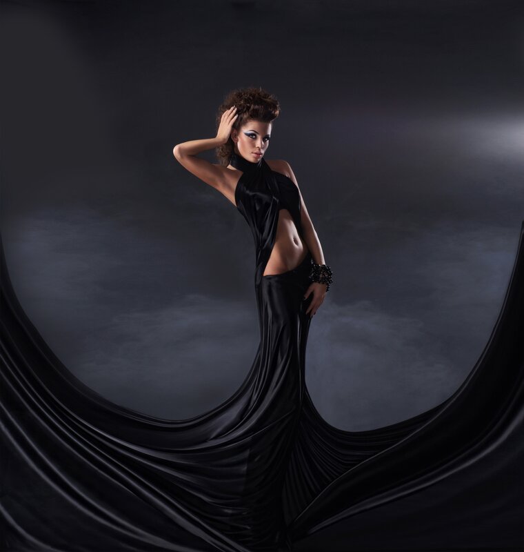 woman in black gown
