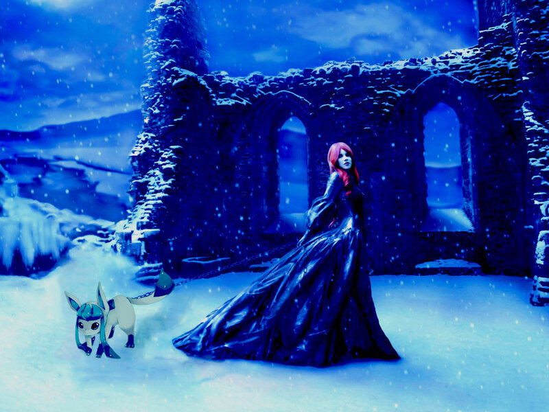 Woman in Black Gown — Blue, Dramatic, Winter