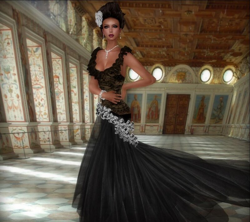 Woman in Black Gown — Dramatic, 3d Render