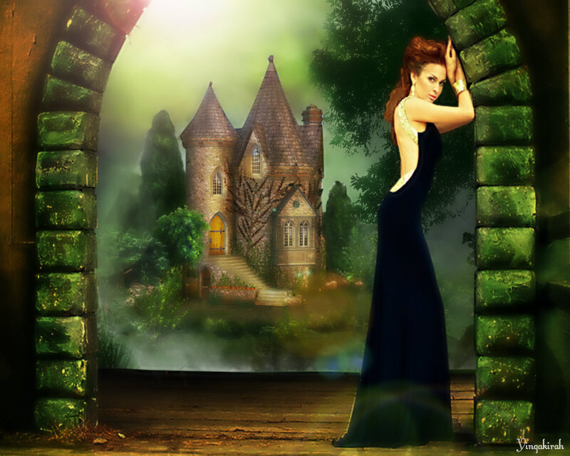 Woman in Black Gown — Green