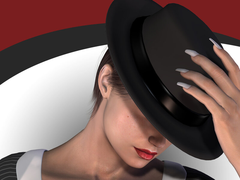 woman in black hat