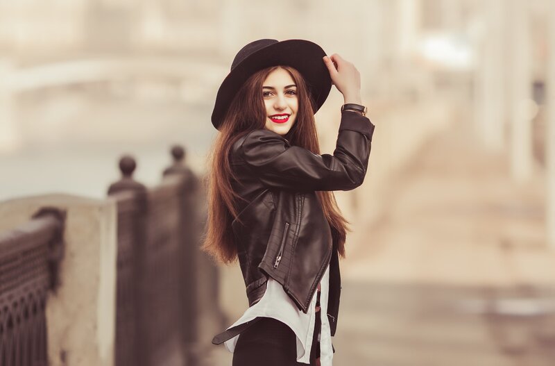 Woman in Black Hat — Confident, Afternoon