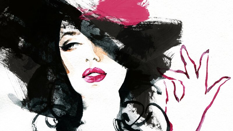 Woman in Black Hat — Dramatic, Illustration, Hand