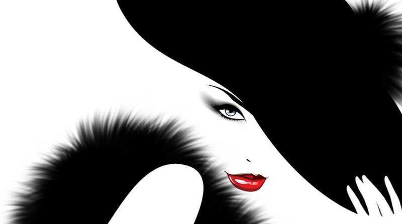 Woman in Black Hat — Dramatic, Illustration