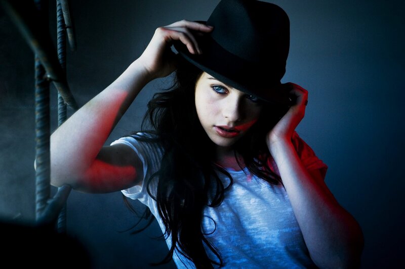 Woman in Black Hat — Dramatic, Night, Photograph, T-shirt