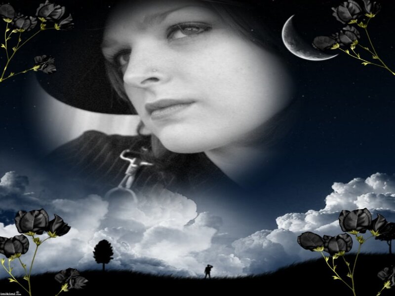 Woman in Black Hat — Dramatic, Night