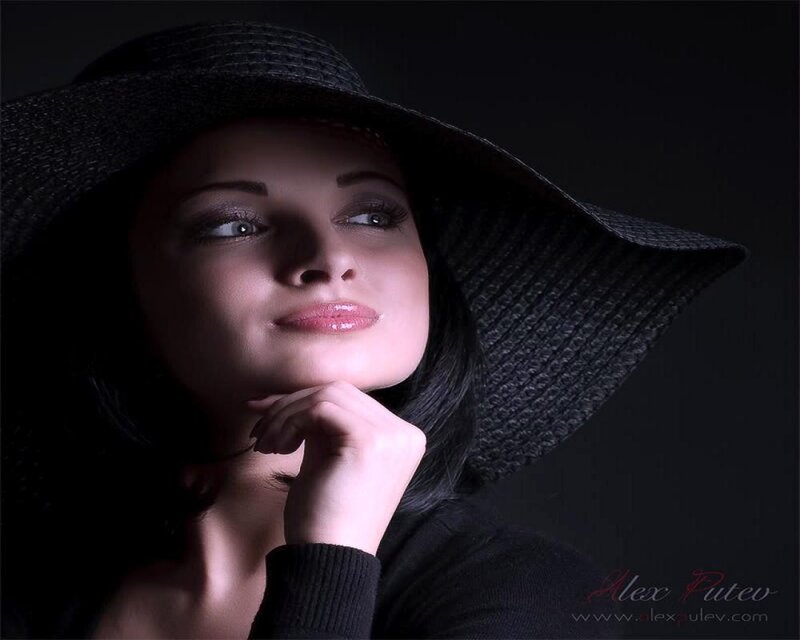 Woman in Black Hat — Dramatic, Photograph, Hand, Dark Background