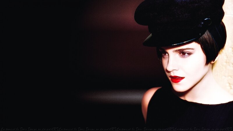 Woman in Black Hat — Dramatic, Photograph, Red Lipstick, Black Dress