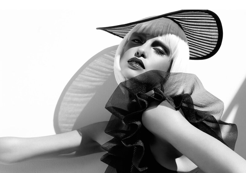 Woman in Black Hat — Dramatic, Photograph, Ruffles