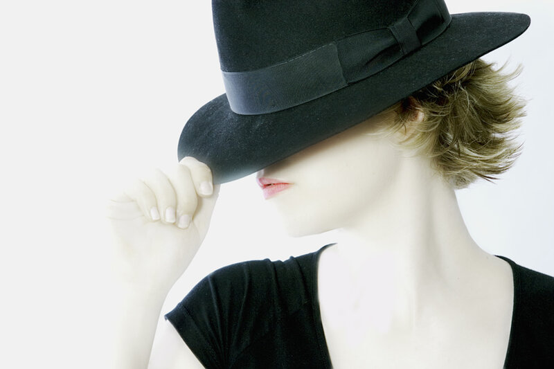 Woman in Black Hat — Dramatic, Photograph, Short Hair