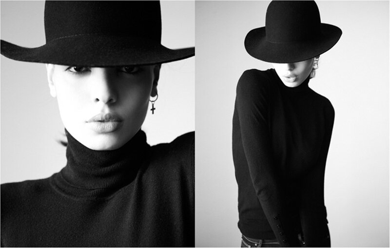 Woman in Black Hat — Dramatic, Photograph, Turtleneck
