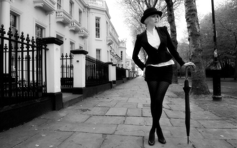 Woman in Black Hat — Dramatic, Photograph, Umbrella