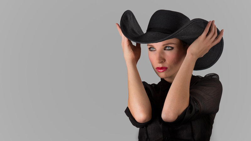 Woman in Black Hat — Gray