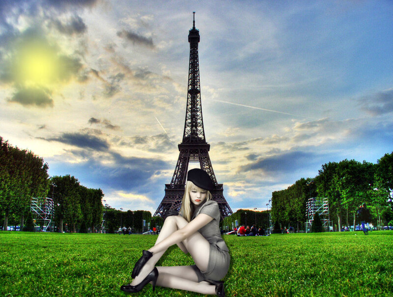 Woman in Black Hat — Green