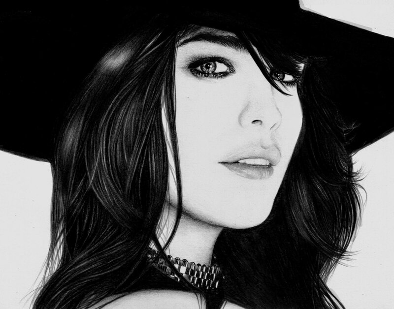 woman in black hat portrait