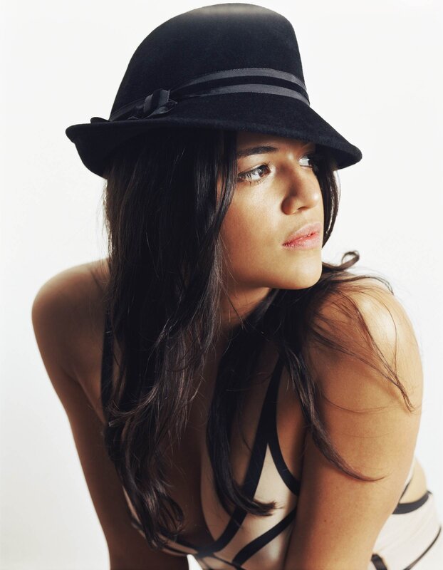 woman in black hat portrait
