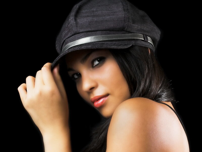 woman in black hat portrait