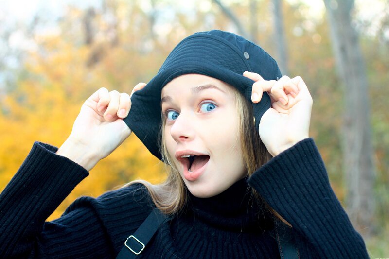 Woman in Black Hat — Surprised, Autumn