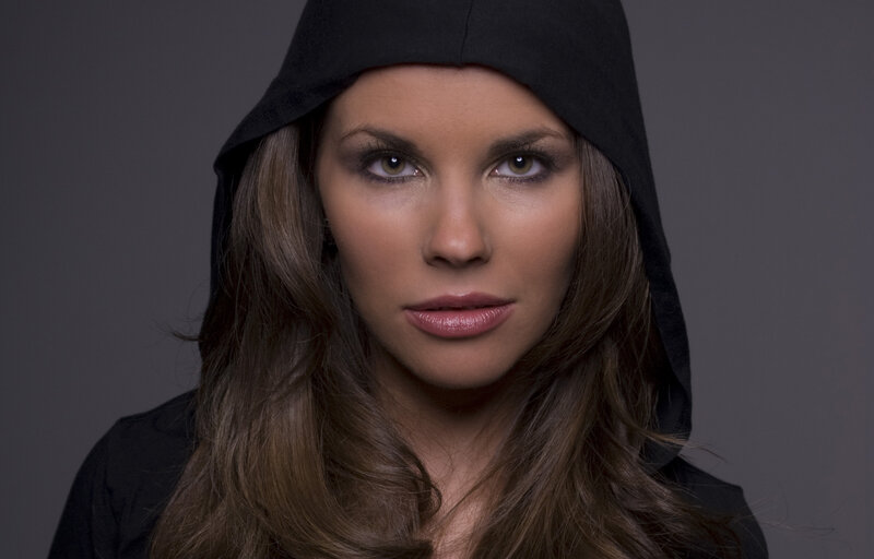 woman in black hood