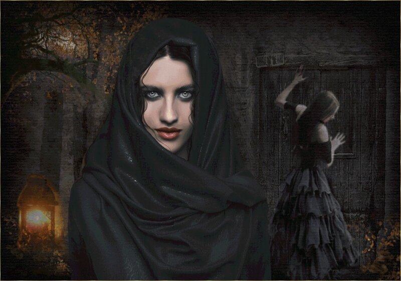 Woman in Black Hood — Dark