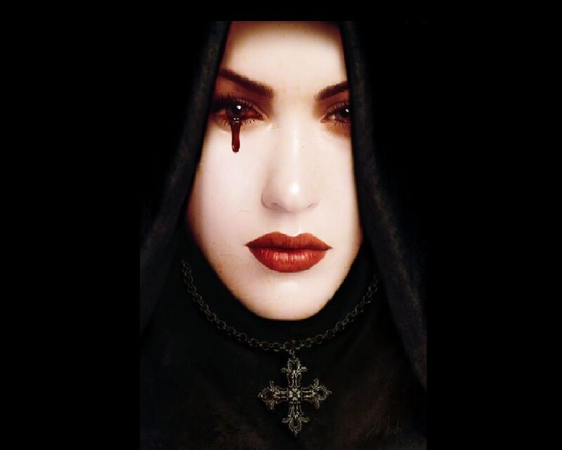 Woman in Black Hood — Dramatic, Digital Art, Tear