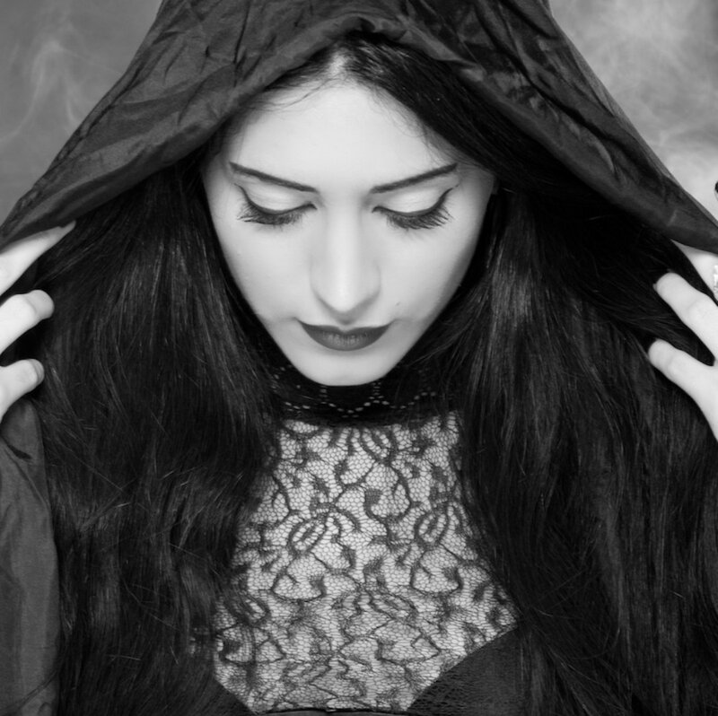 Woman in Black Hood — Dramatic, Photograph, Lace