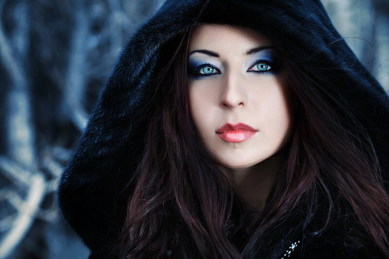 Woman in Black Hood — Dramatic, Winter