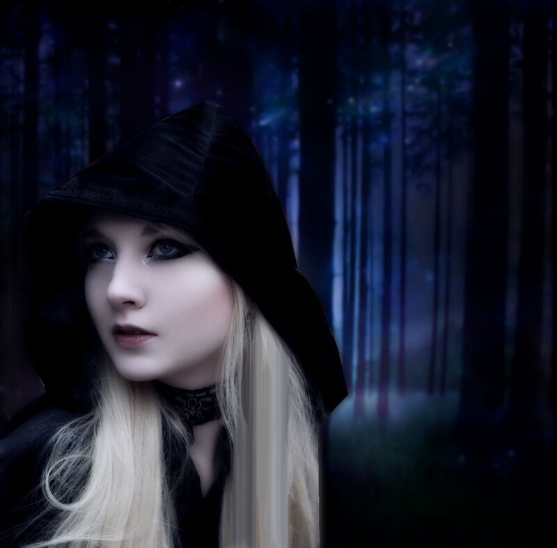 Woman in Black Hood — Mysterious