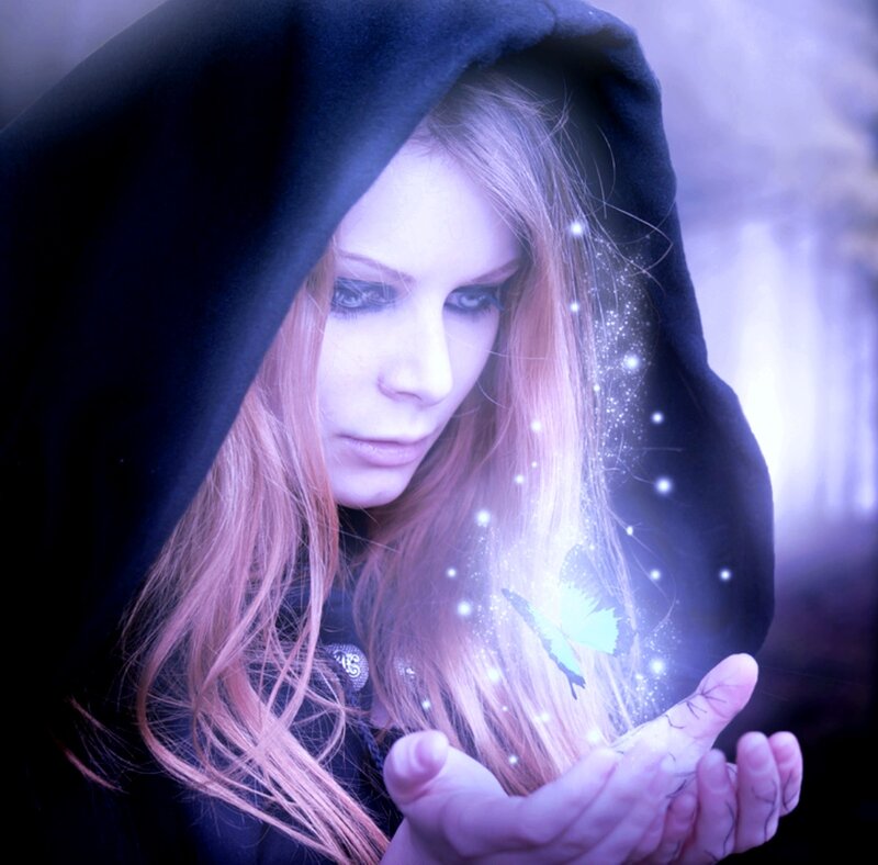 Woman in Black Hood — Purple