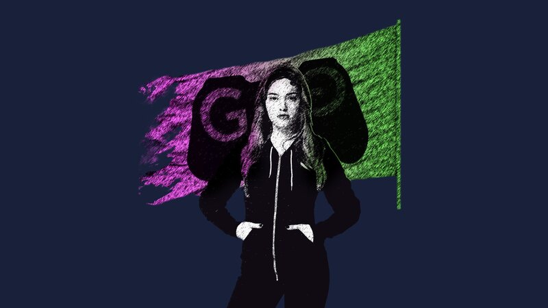 Woman in Black Hoodie — Confident, Illustration