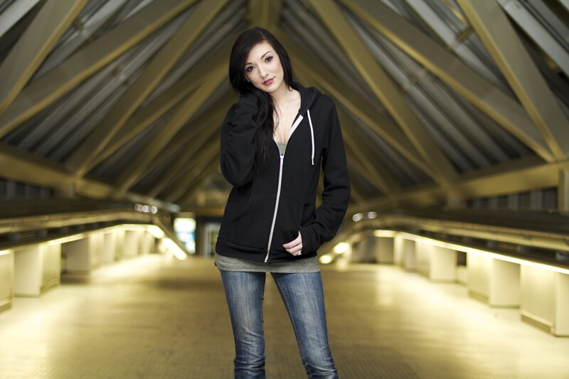 woman in black hoodie standing
