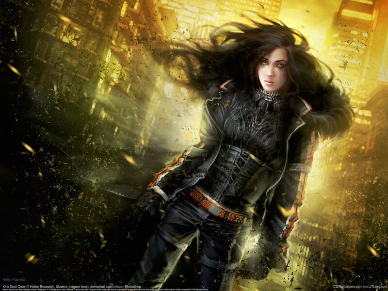 Woman in Black Jacket — Dramatic, Night, Digital Art