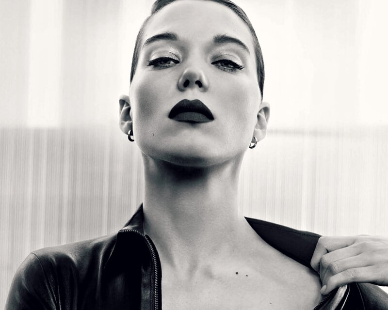 Woman in Black Jacket — Dramatic, Photograph, Earrings