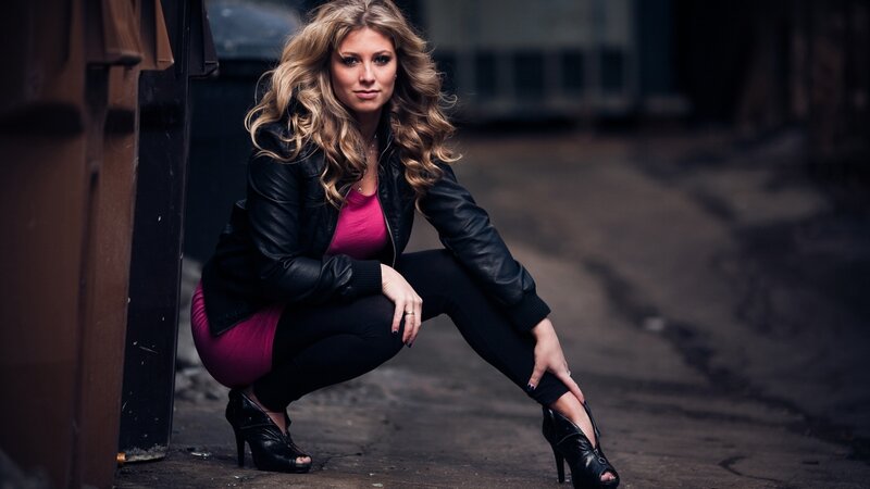 Woman in Black Jacket — Dramatic, Photograph, Leather Jacket