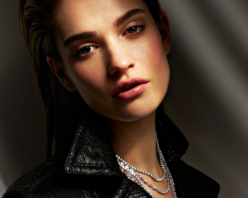 Woman in Black Jacket — Dramatic, Photograph, Necklace, Makeup