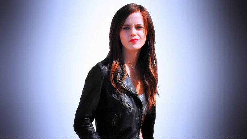 Woman in Black Jacket — Neutral, Photograph, Leather Jacket