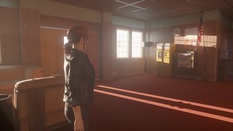 Woman in Black Jacket — Red, Calm
