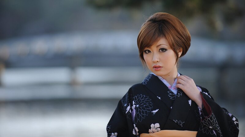 woman in black kimono