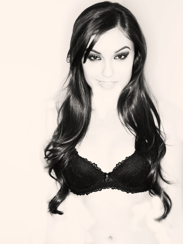 woman in black lace bra