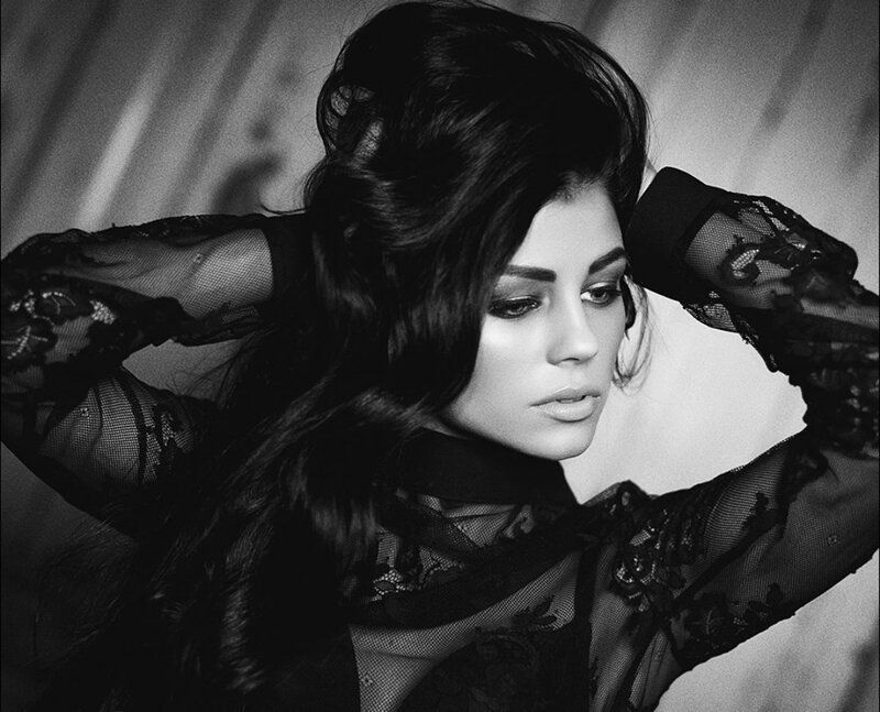 Woman in Black Lace — Dramatic, Photograph, Hair
