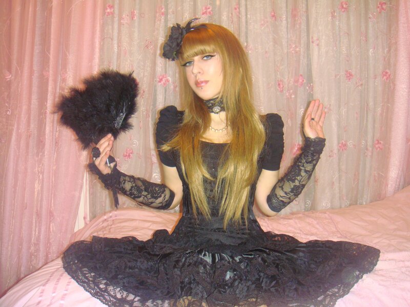 woman in black lace dress
