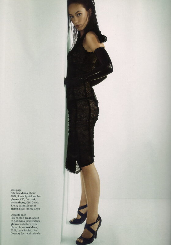 woman in black lace dress