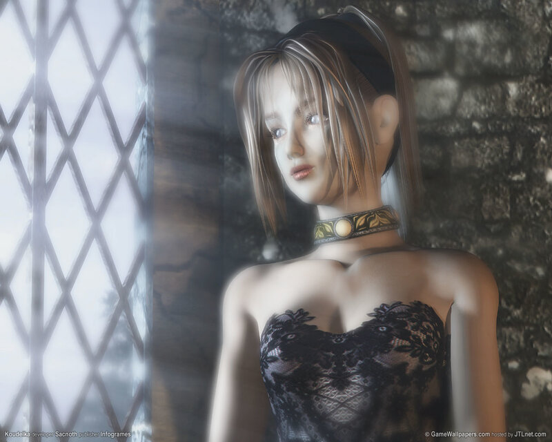 Woman in Black Lace Dress — Dramatic, 3d Render