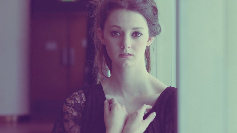 Woman in Black Lace Dress — Purple, Dramatic
