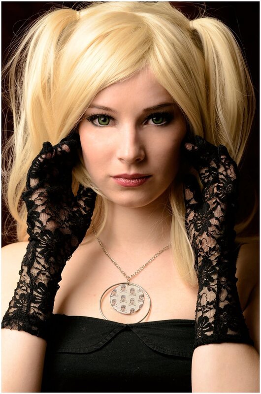 woman in black lace gloves