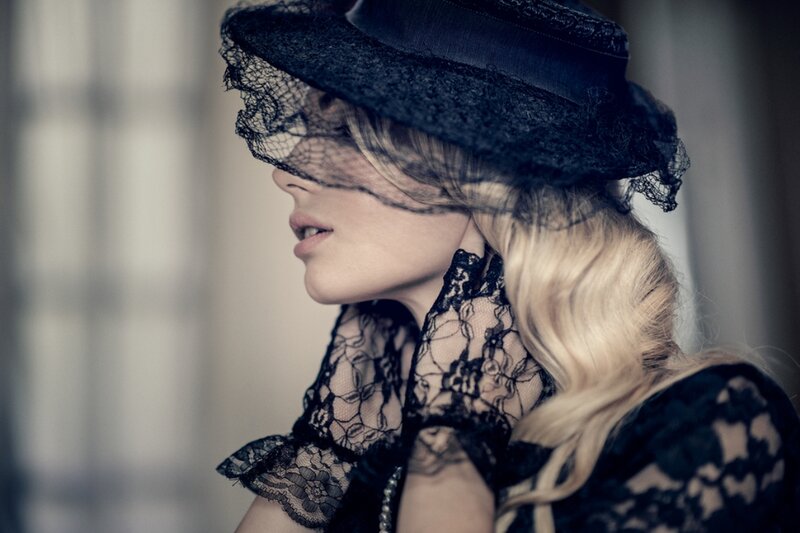 Woman in Black Lace Hat