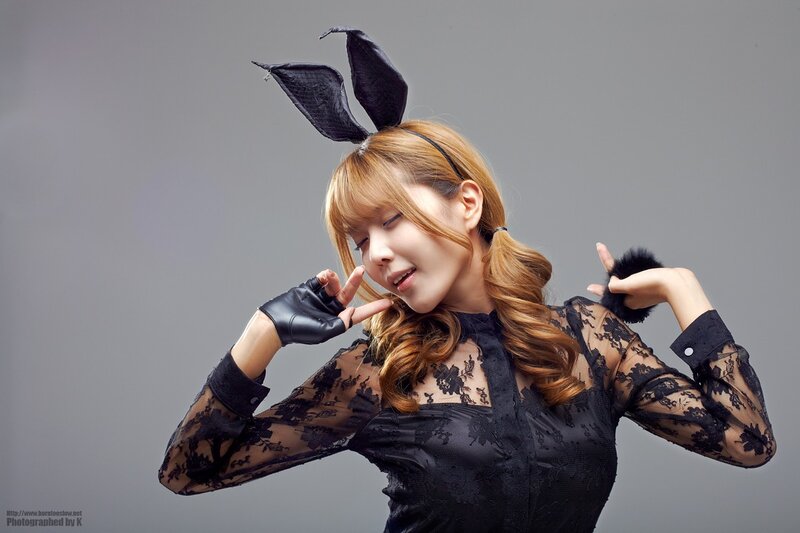 Woman in Black Lace Outfit — Playful, Photograph